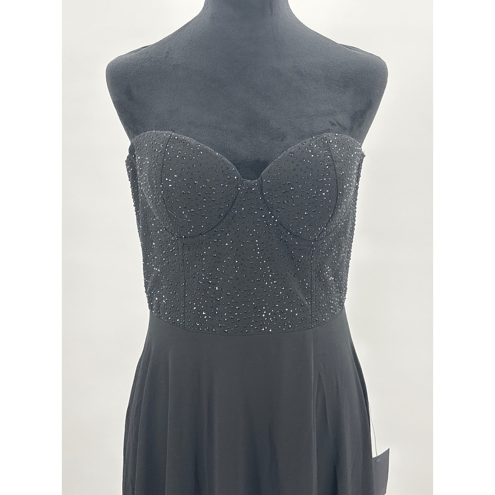 Lulus Remember this Moment Black Rhinestone Strapless Sweetheart Maxi Dress sz L - Picture 9 of 13